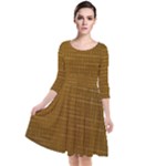 Anstract Gold Golden Grid Background Pattern Wallpaper Quarter Sleeve Waist Band Dress