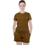 Anstract Gold Golden Grid Background Pattern Wallpaper Women s T-Shirt and Shorts Set