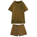 Anstract Gold Golden Grid Background Pattern Wallpaper Kids  Swim T-Shirt and Shorts Set