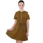 Anstract Gold Golden Grid Background Pattern Wallpaper Short Sleeve Shoulder Cut Out Dress 