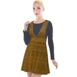Anstract Gold Golden Grid Background Pattern Wallpaper Plunge Pinafore Velour Dress