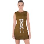 Anstract Gold Golden Grid Background Pattern Wallpaper Lace Up Front Bodycon Dress