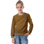 Anstract Gold Golden Grid Background Pattern Wallpaper Kids  Long Sleeve T-Shirt with Frill 