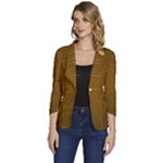 Anstract Gold Golden Grid Background Pattern Wallpaper Women s One-Button 3/4 Sleeve Short Jacket