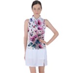 Flora Floral Flower Petal Women s Sleeveless Polo T-Shirt