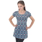 Abstract Mandala Seamless Background Texture Puff Sleeve Tunic Top