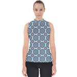 Abstract Mandala Seamless Background Texture Mock Neck Shell Top