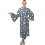 Abstract Mandala Seamless Background Texture Maxi Velvet Kimono