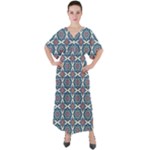Abstract Mandala Seamless Background Texture V-Neck Boho Style Maxi Dress