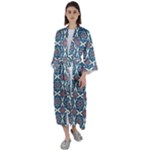 Abstract Mandala Seamless Background Texture Maxi Satin Kimono