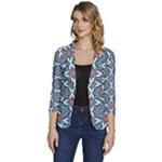 Abstract Mandala Seamless Background Texture Women s One-Button 3/4 Sleeve Short Jacket