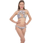 Boho Background Leaves Botanical Cross Front Halter Bikini Set