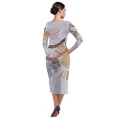 Quarter Sleeve Midi Velour Bodycon Dress 