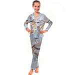 Boho Background Leaves Botanical Kids  Satin Long Sleeve Pajamas Set