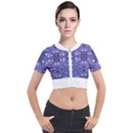 Couch material photo manipulation collage pattern Short Sleeve Cropped Jacket