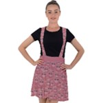Sweet Emoji Canvas Print Pattern Velvet Suspender Skater Skirt