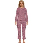 Sweet Emoji Canvas Print Pattern Womens  Long Sleeve Lightweight Pajamas Set