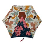 5902244 Pink Blue Illustrated Pattern Flowers Square Pillow Mini Folding Umbrellas