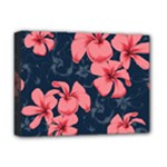 5902244 Pink Blue Illustrated Pattern Flowers Square Pillow Deluxe Canvas 16  x 12  (Stretched) 
