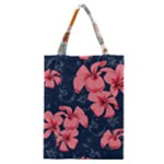 5902244 Pink Blue Illustrated Pattern Flowers Square Pillow Classic Tote Bag