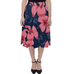 5902244 Pink Blue Illustrated Pattern Flowers Square Pillow Classic Midi Skirt