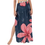 5902244 Pink Blue Illustrated Pattern Flowers Square Pillow Maxi Chiffon Tie-Up Sarong