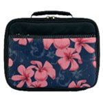 5902244 Pink Blue Illustrated Pattern Flowers Square Pillow Lunch Bag