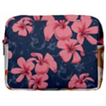5902244 Pink Blue Illustrated Pattern Flowers Square Pillow Make Up Pouch (Large)