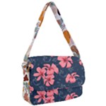 5902244 Pink Blue Illustrated Pattern Flowers Square Pillow Courier Bag