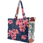 5902244 Pink Blue Illustrated Pattern Flowers Square Pillow Simple Shoulder Bag