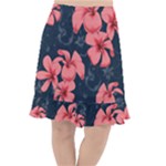 5902244 Pink Blue Illustrated Pattern Flowers Square Pillow Fishtail Chiffon Skirt