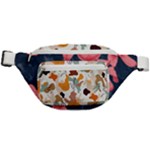 5902244 Pink Blue Illustrated Pattern Flowers Square Pillow Fanny Pack