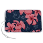 5902244 Pink Blue Illustrated Pattern Flowers Square Pillow Pen Storage Case (M)