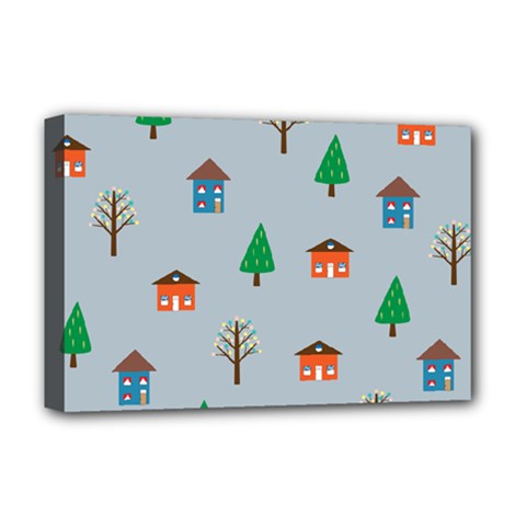 House Trees Pattern Background Deluxe Canvas 18  x 12  (Stretched) from UrbanLoad.com
