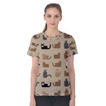 Cat Pattern Texture Animal Women s Cotton T-Shirt