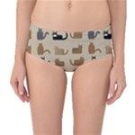 Cat Pattern Texture Animal Mid-Waist Bikini Bottoms