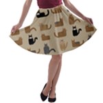 Cat Pattern Texture Animal A-line Skater Skirt