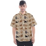 Cat Pattern Texture Animal Men s Short Sleeve Shirt