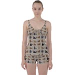 Cat Pattern Texture Animal Tie Front Two Piece Tankini