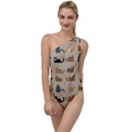 Cat Pattern Texture Animal To One Side Swimsuit