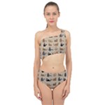 Cat Pattern Texture Animal Spliced Up Two Piece Swimsuit