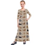 Cat Pattern Texture Animal Kids  Quarter Sleeve Maxi Dress