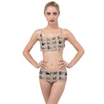 Cat Pattern Texture Animal Layered Top Bikini Set