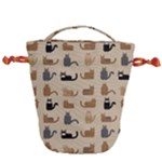 Cat Pattern Texture Animal Drawstring Bucket Bag