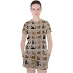 Cat Pattern Texture Animal Women s T-Shirt and Shorts Set