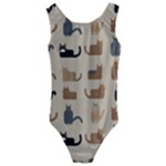 Cat Pattern Texture Animal Kids  Cut-Out Back One Piece Swimsuit
