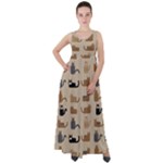 Cat Pattern Texture Animal Empire Waist Velour Maxi Dress