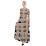 Cat Pattern Texture Animal Half Sleeves Maxi Dress