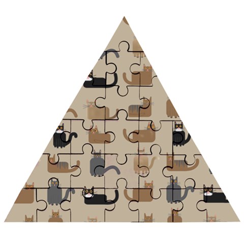 Cat Pattern Texture Animal Wooden Puzzle Triangle from UrbanLoad.com