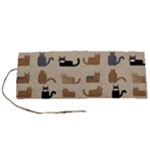 Cat Pattern Texture Animal Roll Up Canvas Pencil Holder (S)
